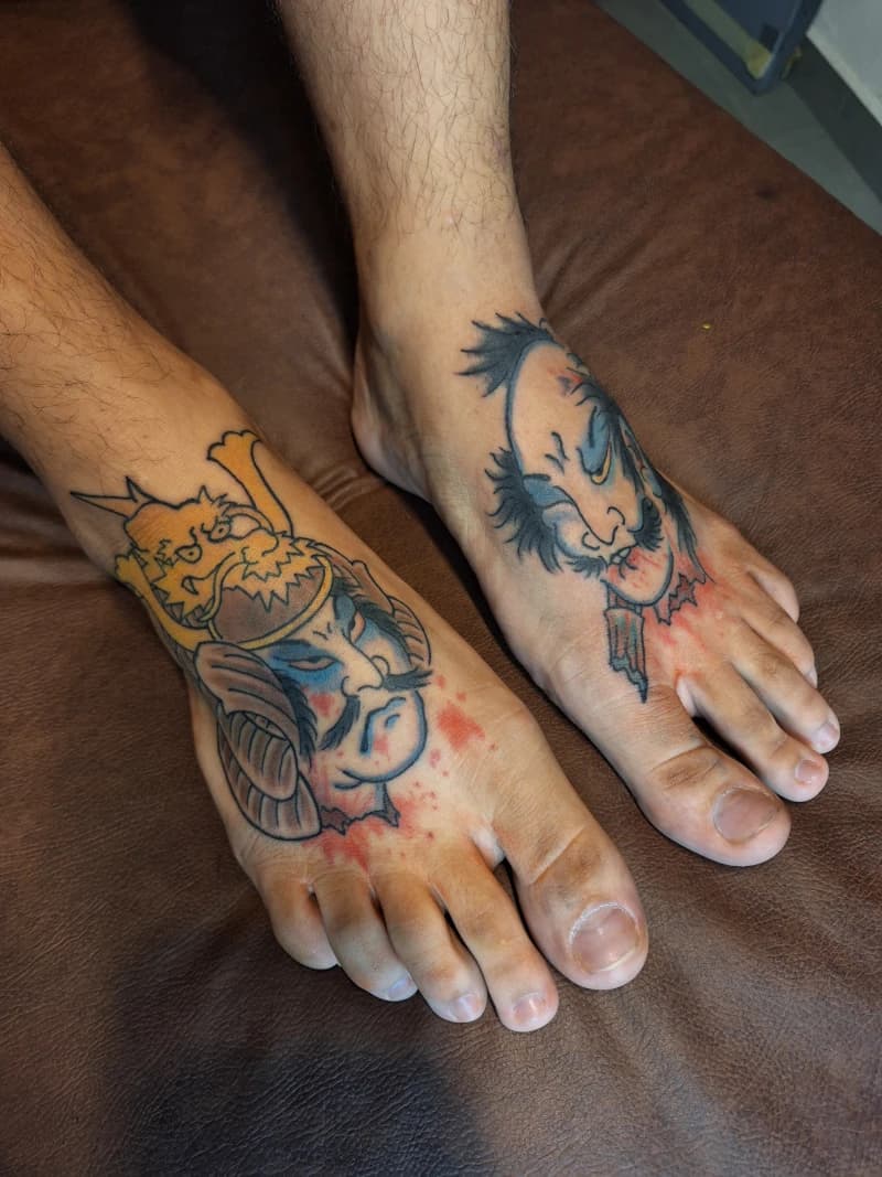 Cabeça de dois guerreiros japoneses