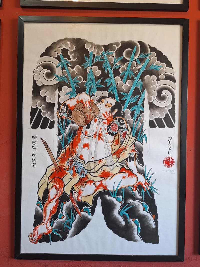 Desenho tradicional de guerreiro feito à mão por Felipe Brunelli